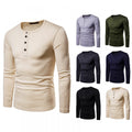 Men's Plus Size Henley Collar Long-Sleeved T-Shirt