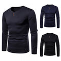 Men's Plus Size Plus Velvet Warm V-Neck Long-Sleeved T-Shirt