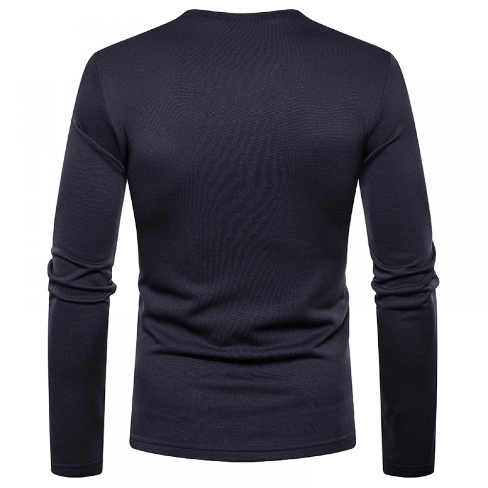 Men's Plus Size Plus Velvet Warm V-Neck Long-Sleeved T-Shirt