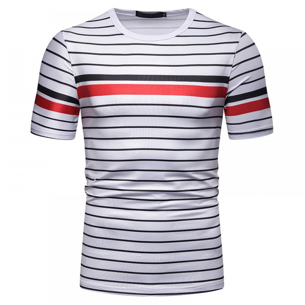 Men's Contrast Striped Slim Casual T-Shirt