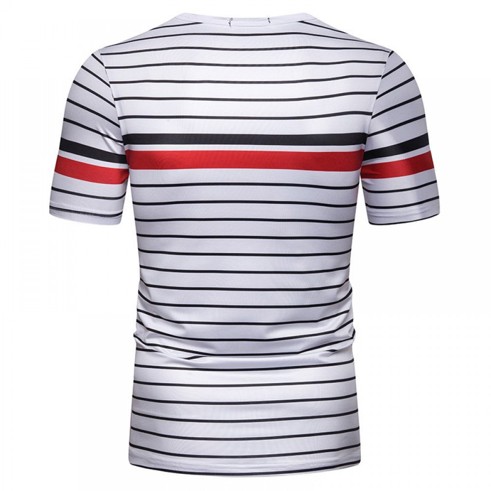 Men's Contrast Striped Slim Casual T-Shirt