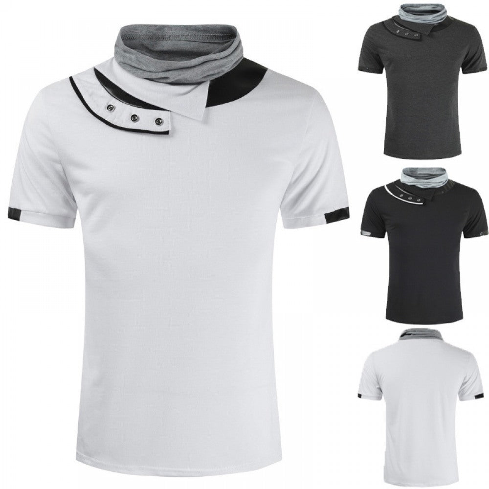 New Arrivals Stitching Color Matching Collar Bottoming Shirt