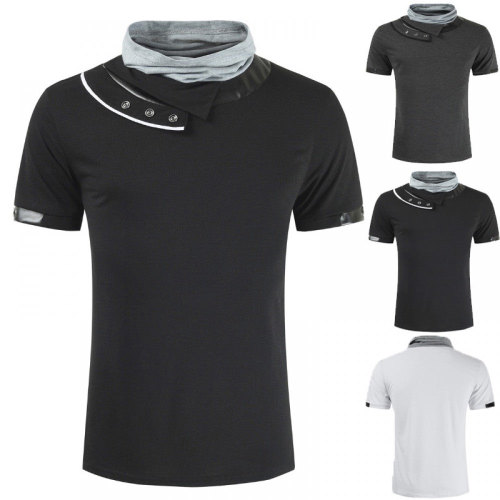 New Arrivals Stitching Color Matching Collar Bottoming Shirt