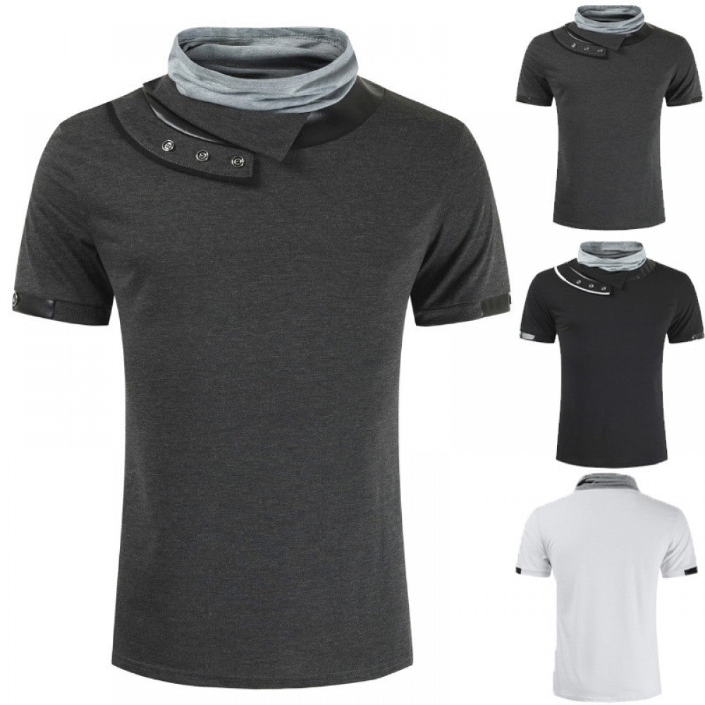 New Arrivals Stitching Color Matching Collar Bottoming Shirt