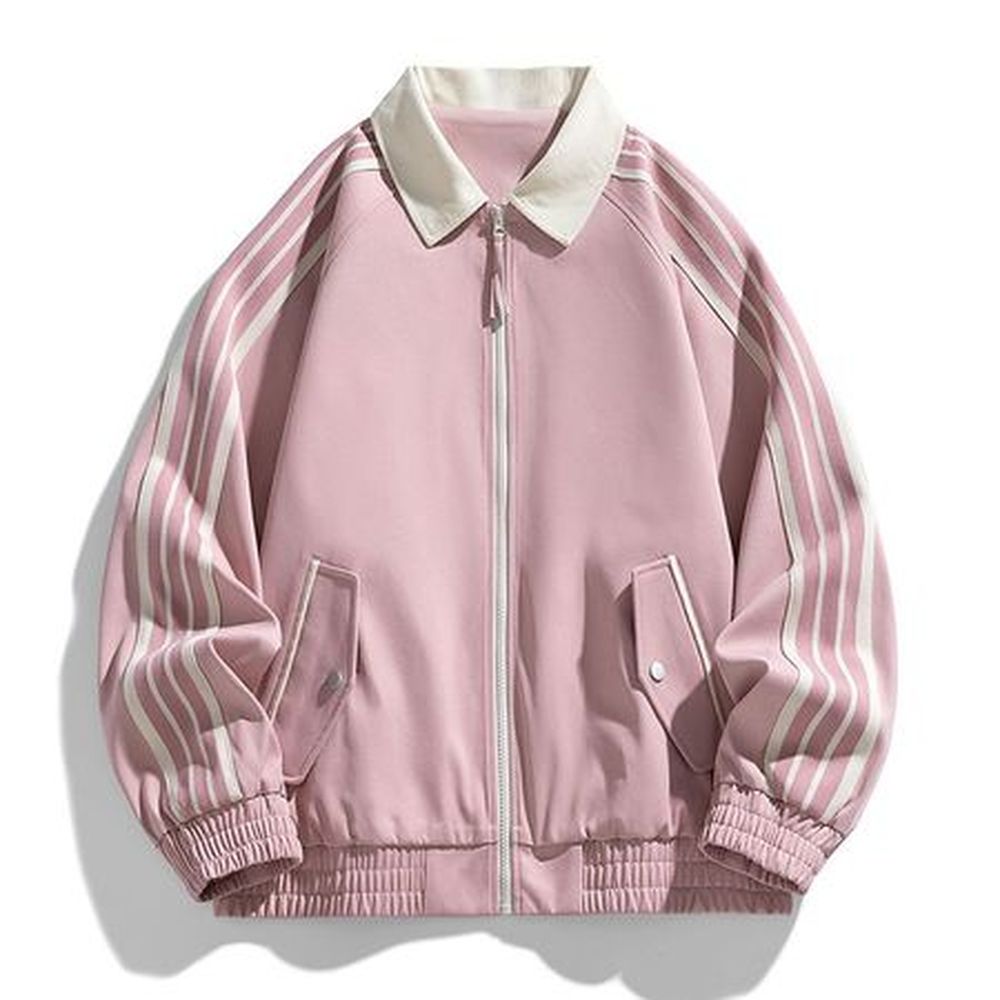Men's Oversized Loose Sports Top Striped Jacket