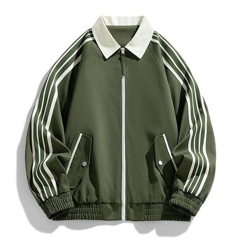 Men's Oversized Loose Sports Top Striped Jacket